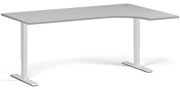 Narożne biurko z regulacją wysokości, 180x120 cm, 1 silnik, L/P, biała podstawa, szary