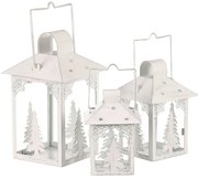 Zestaw latarni metalowych Choinki 3 szt., biały