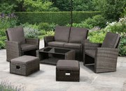 Zestaw mebli ogrodowych technorattan Loren 6-osobowy, kolor szary