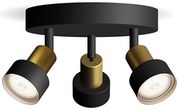 Philips - Oświetlenie punktowe CONDUIT 3xGU10/5W/230V czarne/mosiądz