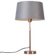 Lampa stołowa miedziana z szarym kloszem 35 cm regulowana - Parte Nowoczesny Oswietlenie wewnetrzne
