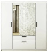 Szafa uchylna - czterodrzwiowa z szufladami, lustro - Essa 4D2SL | biały mat
