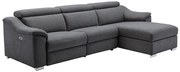 Kanapa narożna PEDRERA z elektryczną funkcją relax z tkaniny w kolorze antracytowym – prawoskrętna