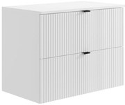 Szafka pod umywalkę wisząca ryflowana z blatem - Biały - szer. 80 cm - ZEVINI
