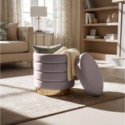 Pufa otwierana ze schowkiem welurowa 40 cm LUNA Przygaszony Róż