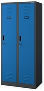 Szafka ubraniowa BHP antracytowo-niebieska: czterokomorowa KACPER, 800 x 1800 x 500 mm