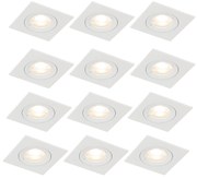 Zewnetrzna Zestaw 12 kwadratowych opraw wpuszczanych biały GU10 50 mm IP44 - Xena Nowoczesny Oswietlenie zewnetrzne