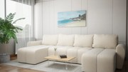 Wypoczynkowa kanapa narożna do salonu w literę U z funkcją spania - BUENO U, beżowy - Lincoln 03