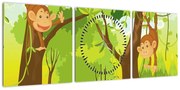 Obraz - Małpy (z zegarem) (90x30 cm)