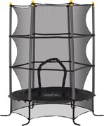 HOMCOM Trampolina dla dzieci, Ø163 cm, z siatką bezpieczeństwa, do użytku wewnętrznego i zewnętrznego, Obciążenie do 50 kg, Stal, Plastik, Czarna