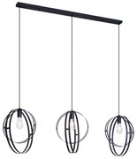 Designerska lampa wisząca czarna prostokątna 3-punktowa - InduDesignerski Oswietlenie wewnetrzne