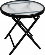 Stolik pomocniczy ze szklanym blatem, czarny, Ø 45 cm, stal