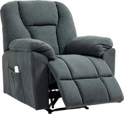 HOMCOM Elektryczny Fotel Relaksacyjny z Funkcjami Masażu i Ogrzewania, Wygodny Fotel z Portem USB, Kieszeń Boczna, Szary