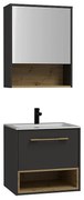 Szafka łazienkowa wisząca  antracytowa z umywalką i lustrem w zabudowie - 60 cm - YANGRA