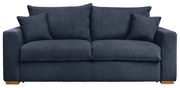 Ciemnoniebieska sztruksowa rozkładana sofa 225 cm Augustin – Bobochic Paris