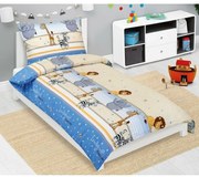 Bellatex Pościel dziecięca z kory Safari niebieski, 140 x 200, 70 x 90 cm
