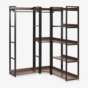 Modułowa Otwarta Szafka Narożna 3-częściowa Z Wieszakiem Ze Stali I Mdf Ariaster Czarna - Sklum