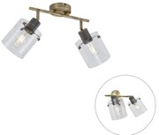 Designerski reflektor sufitowy brązowy z przezroczystym szkłem 2-punktowy - Domo