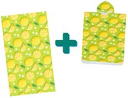 Zestaw plażowy LEMONS – ręcznik plażowy 100×180 cm i ponczo 80×145 cm, zielony