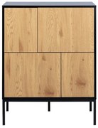 Czarno-naturalna wysoka komoda w dekorze dębu 80x103 cm Seaford – Actona