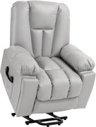 HOMCOM Fotel masujący Relaxsessel dla Seniorów, Pilot, Boczne kieszenie, 94 cm x 96 cm x 106 cm, Szary | Aosom PL