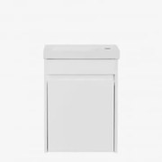 Zestaw Wiszących Mebli Łazienkowych Zintegrowany Z Umywalką Narek Biała & Bezlusterkowiec & Bez Kranu & ↔︎ 40 Cm - Sklum