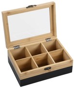 Bambusowa herbaciarka z 6 przegródkami, 21 x 15 x 8 cm