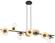 Nowoczesna lampa wisząca czarny + drewno - 2X D160 C1-F51