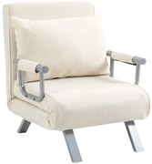 HOMCOM Fotel relaksacyjny z funkcją leżanki i łóżka gościnnego kremowy 65x69x80 cm | Aosom PL