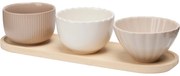 Miseczki na przekąski NOBI, 3 naczynia i podłużna tacka