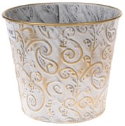 Metalowa osłonka na doniczkę Gold wawe, 15 x 13 cm