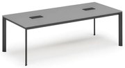 Stół konferencyjny PRIMO INVITATION, 240x120 cm, szary + 2x port blatowy TYP I, czarny