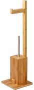 MSV Stojak bambusowy na papier toaletowy ze szczotką 19 x 19 x 70,5 cm