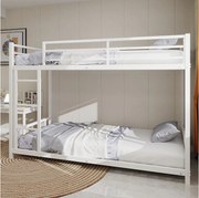 Łóżko piętrowe 90 x 190 cm - łóżko dziecięce z drabinką i barierkami - biały metal - bez materaca