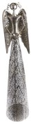 Metalowy świecznik ozdobny Srebrny anioł, 98,5 cm