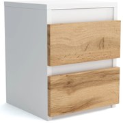 Szafka nocna komoda WIKI z 2 szufladami Biały/Dąb Wotan