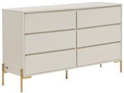 Komoda z 6 szufladami - MDF i metal - Beżowy i złoty - KORASA marki Pascal Morabito