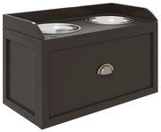 PawHut Stacja Karmienia dla Psów, Podwyższone Miski, 2 Miski ze Stali Nierdzewnej, 1 Szuflada, 60 x 30 x 36 cm, Brązowy