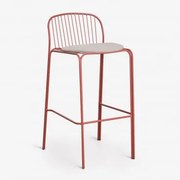 Wysoki Stołek Ze Stali Anerina Terracota & ↑75 Cm & Beż Orzechowy - Sklum