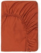 Ciemnopomarańczowe bawełniane prześcieradło elastyczne Good Morning, 140x200 cm