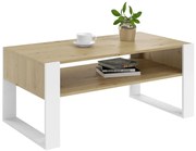 Prostokątna ława kawowa z półką - dąb artisan + biały C4-D63