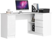 Narożne biurko do gabinetu białe połysk prawostronne W3-S52