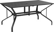 Outsunny Stół ogrodowy ze stali 150x90 cm Odporny na warunki atmosferyczne, z otworem na parasol, dla 6 osób, czarny