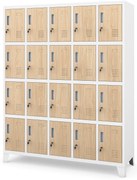 Szafa skrytkowa socjalna BHP biała/dąb sonoma: Eco Design ROBERT, 1360 x 1720 x 450 mm