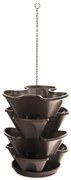 Doniczka kaskadowa wisząca czteropiętrowa, brązowy, 43 cm