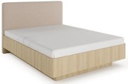 Łóżko z pojemnikiem na pościel i tapicerowanym zagłówkiem dąb barista G6-D83
