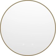 Lustro łazienkowe okrągłe podświetlane przeciwparowe ze złotą ramą - śr. 60 cm - PEONIA