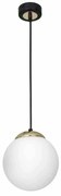 Lampa wisząca, biała kula, pojedyncza SPARTA BLACK / GOLD 1xE27