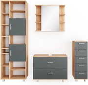 Zestaw mebli łazienkowych antracyt/złoty dąb 80.2x33x60.8 ilias
