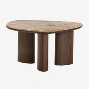 Stolik Pomocniczy Dayana Mdf I Marmur Brązowy Marmur Emperador - Sklum